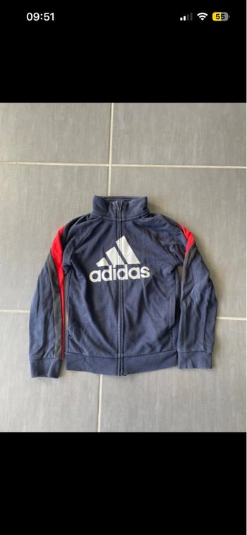 Sweat Gilet veste Adidas bleu rouge garçon 7ans 8ans pull