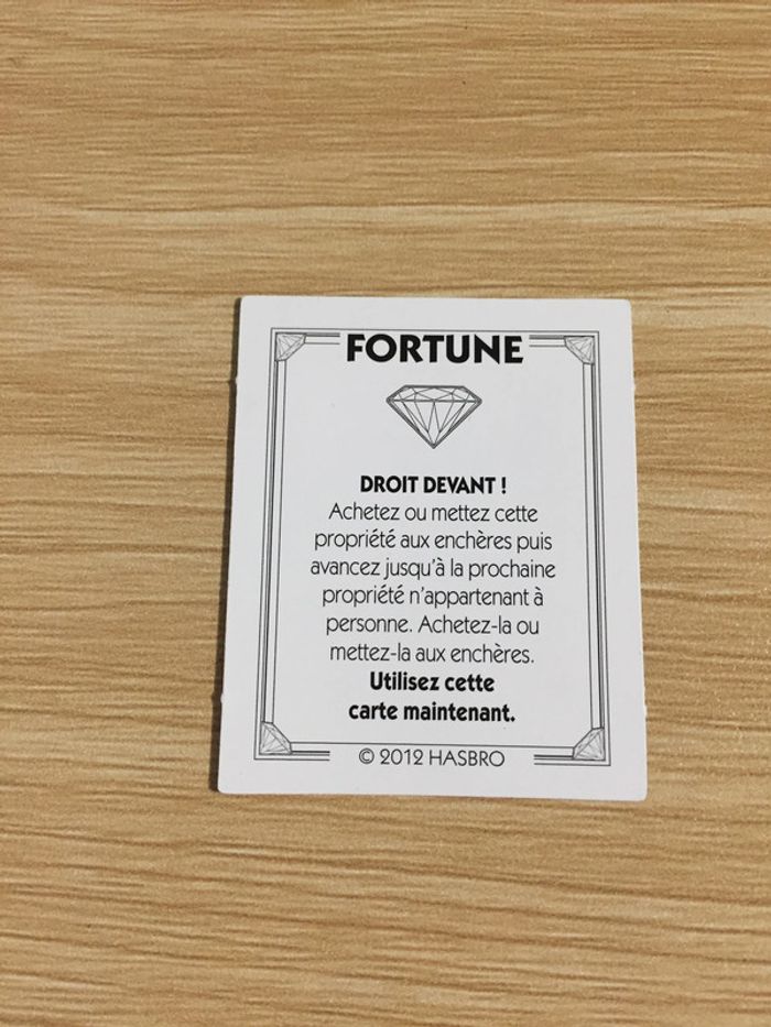 Carte Fortune droit devant pièce détachée jeu de société Monopoly Millionnaire #A45