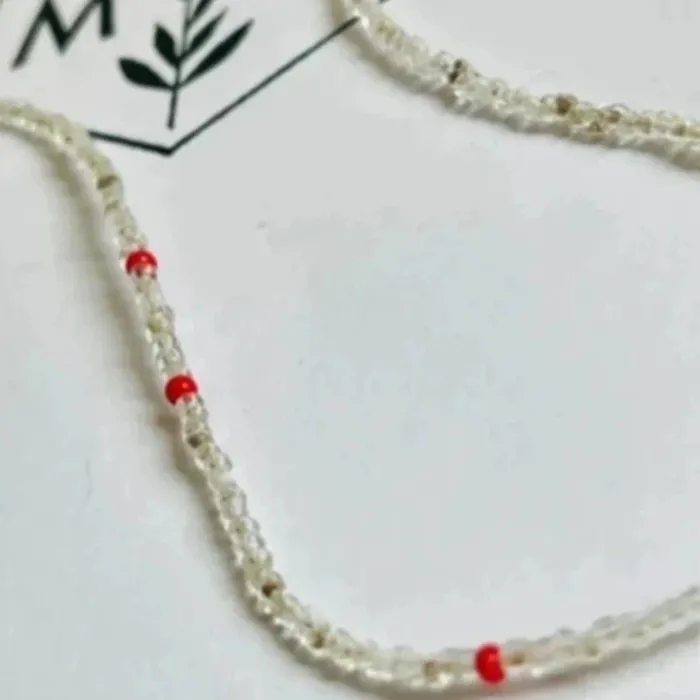 Sublime collier à perles neuf transparent et orange - photo numéro 2