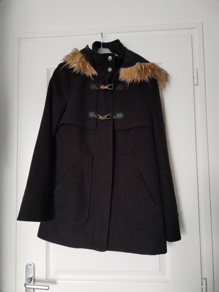 Manteau noir duffle coat 36 S Tex