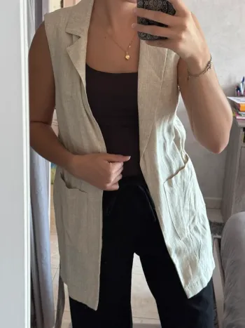 Gilet-blazer sans manches en lin Kiabi