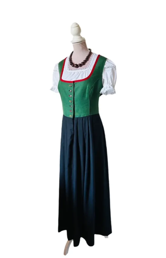🌿💐Robe vintage traditionnelle Dirndl XL/42 cottagecore Oktoberfest Trachten Austrian long dress💐🌿 - photo numéro 14