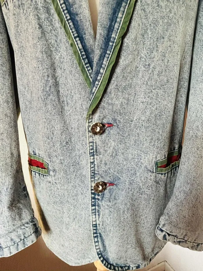 🔷🌿Veste jean Mustang vintage 90s Men’s Denim Jacket Alpine Trachten Y2K size M🌿🔷 - photo numéro 12
