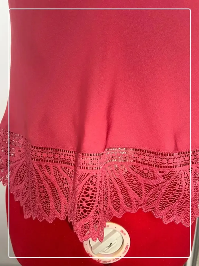 Top satiné rose dentelle Karma Etam - photo numéro 2