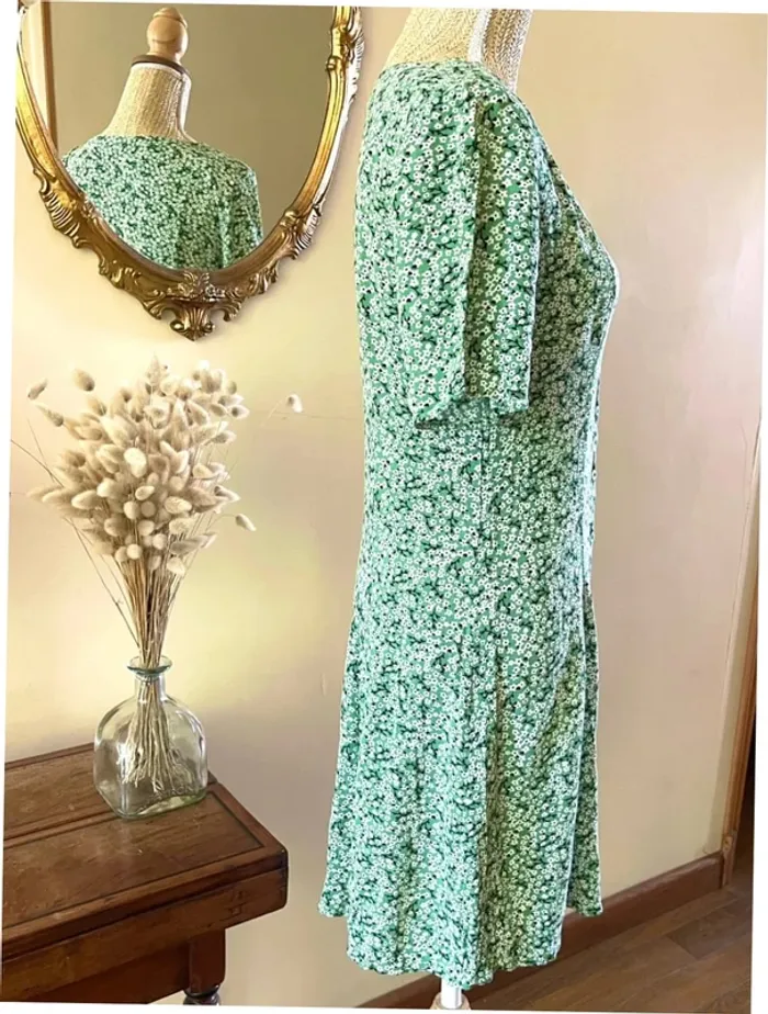 Robe Fleurie Verte - Monki - Taille XS - photo numéro 6