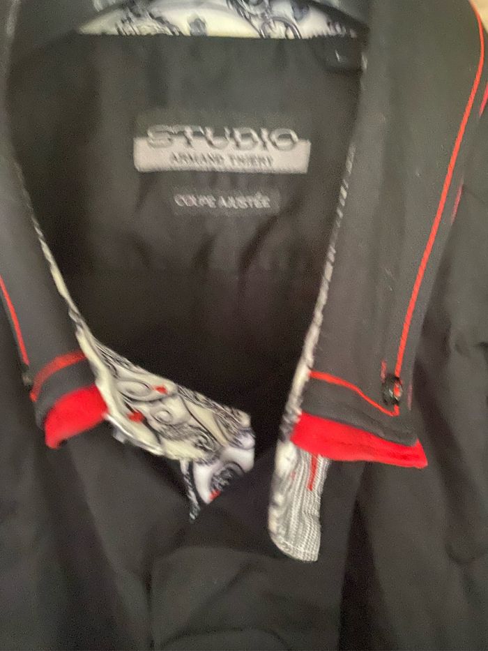 Chemise noire et rouge homme - photo numéro 6