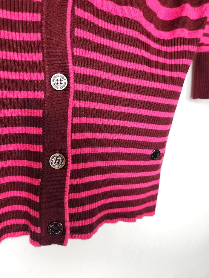 Cardigan Patrice Bréal à rayures Rose Taille M - photo numéro 2