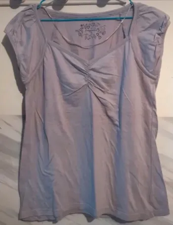 Haut t-shirt femme organique à manches courtes lila tailles 44