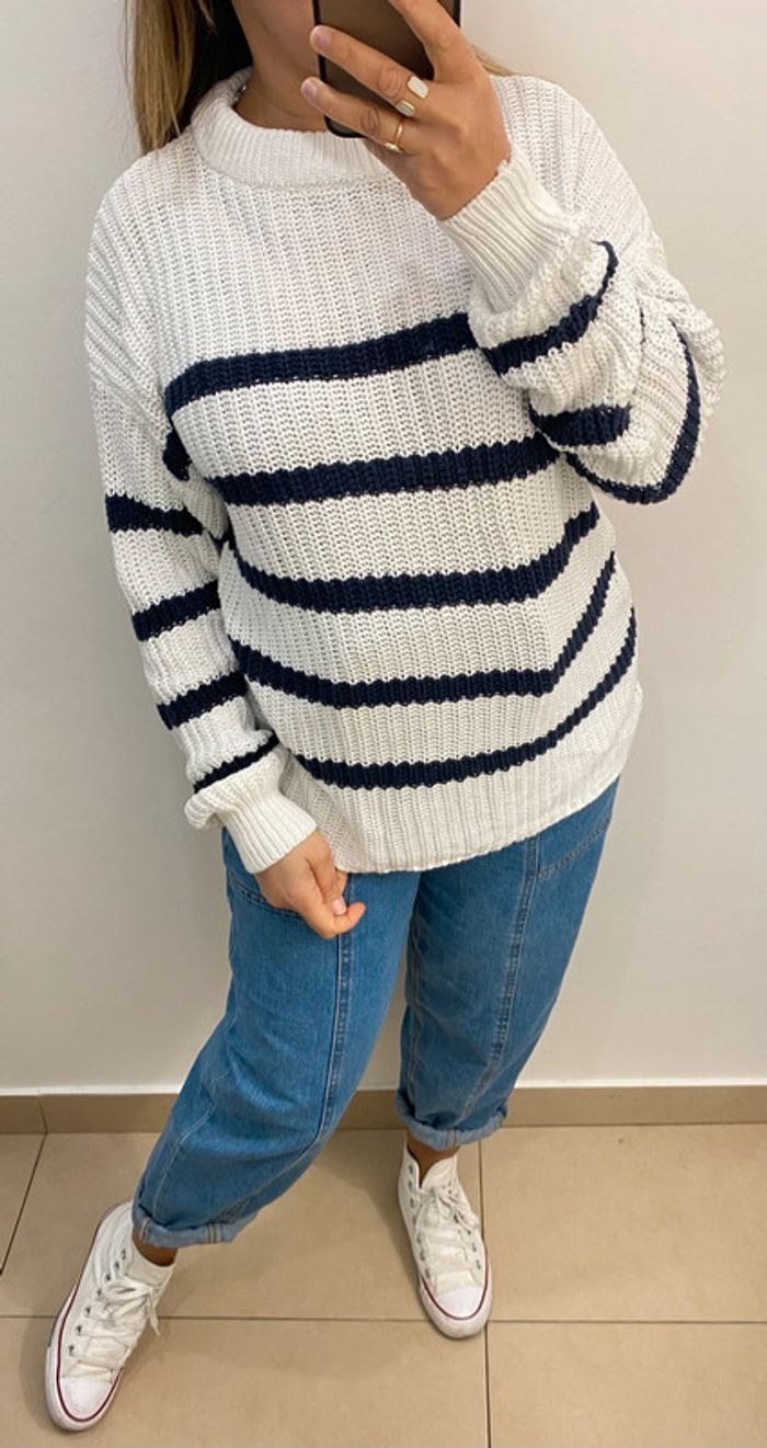 Superbe Pull Ample Bicolore Taille L - photo numéro 6