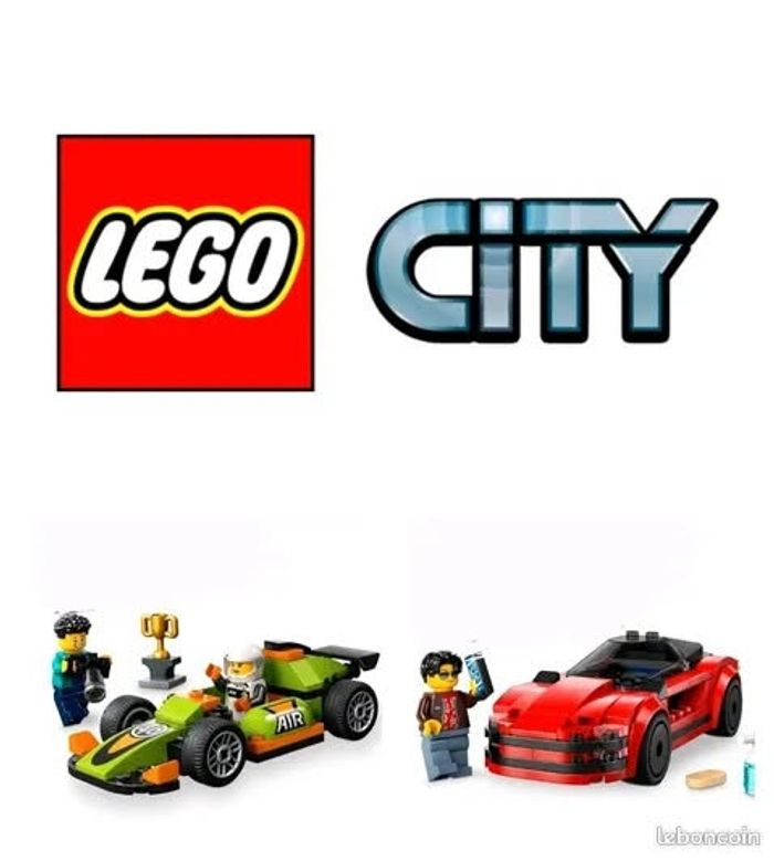 Lego city la voiture de sport rouge et la voiture de course verte - photo numéro 2