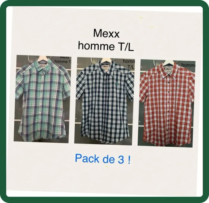 Lot de 3 chemises été  manches courtes à carreaux homme Mexx T/L