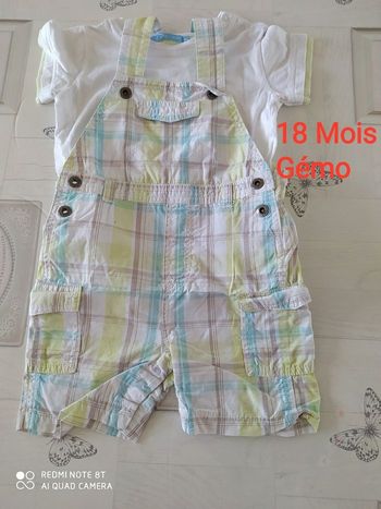 Ensemble salopette courte et t -shirt manches courtes 18 mois Gémo