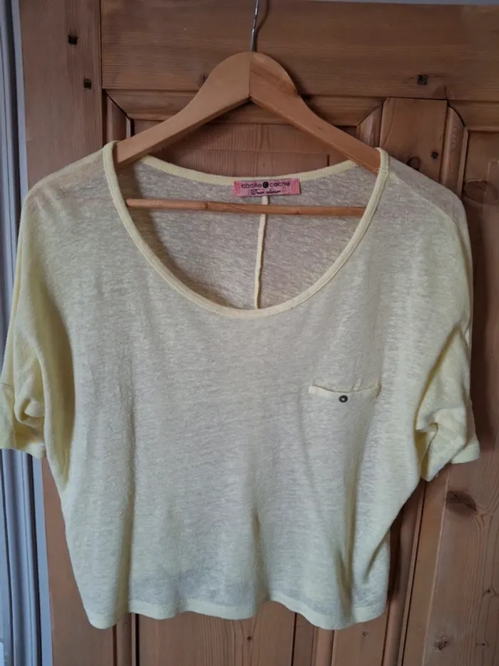 Top court jaune transparent
