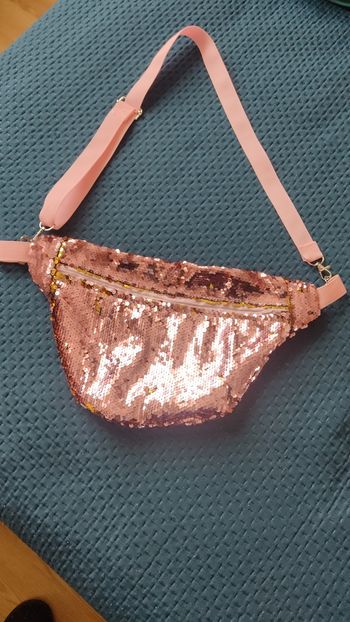 Sac banane sequins rose poudré