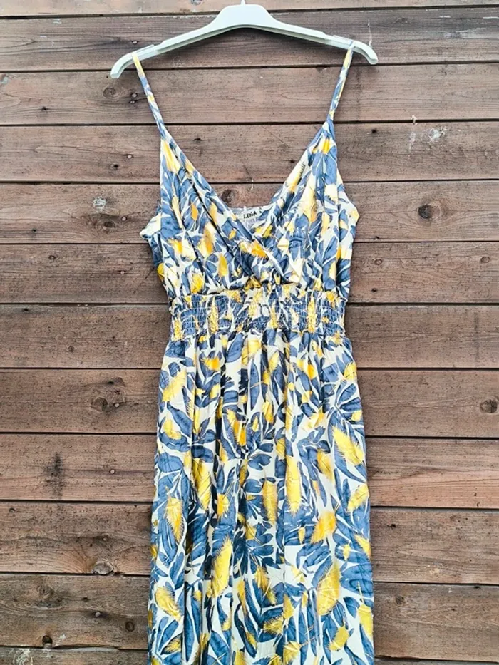 Robe longue bleue marine et beige été taille 40/42 - photo numéro 8