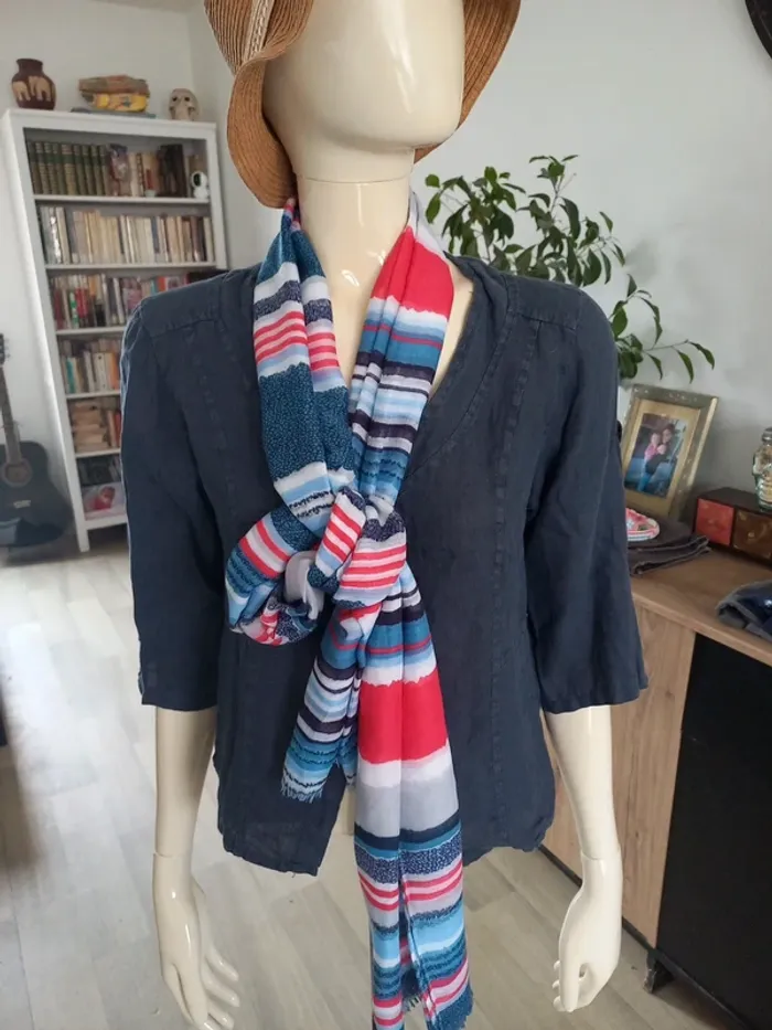 Foulard femme rouge et bleu
