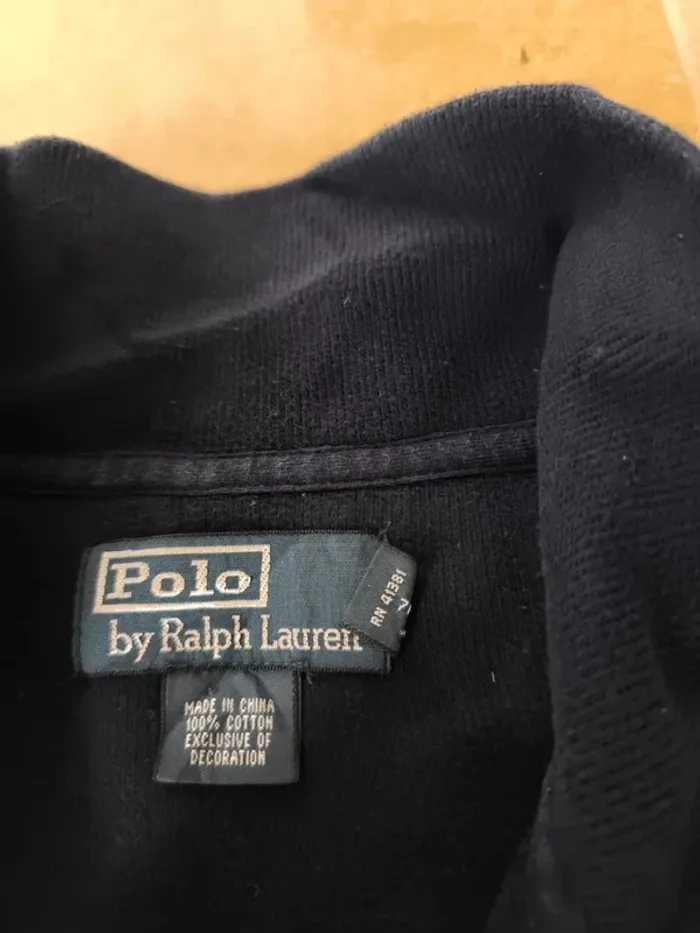 Sweat zippé Polo Ralph Lauren homme M marine logo rouge excellent état - photo numéro 7