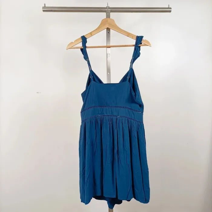 Robe bleu pétrole Adilynn à bretelles – taille L, boutonnée et à empiècements ajourés A1071 - photo numéro 5