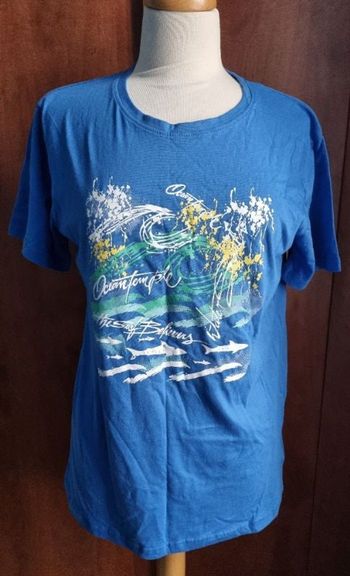 T-shirt bleu imprimé taille M