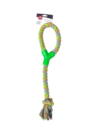 Jouet pour chien Lyn Pet en corde tressée vert et orange 38 cm Neuf