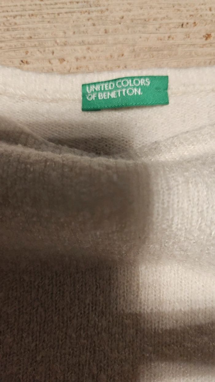 Pull blanc cassé à manches longues, Benetton, 11/12 ans - photo numéro 4