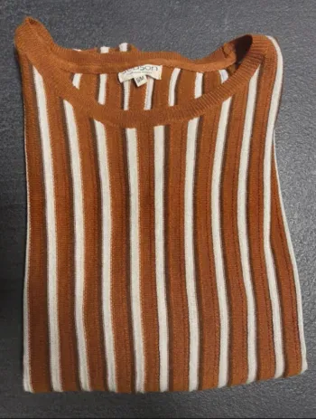 Pull léger rayé camel et blanc Season neuf taille S/M