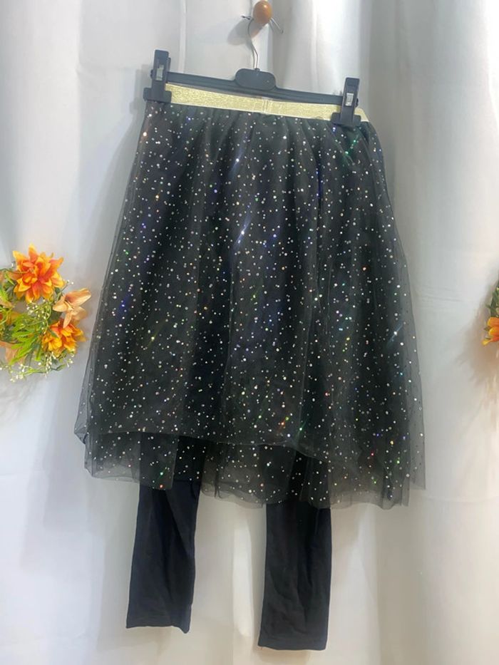 Legging gris avec jupe en tulle brillante intégrée Daniel Hecter taille 11-12 ans neuve - n13m - photo numéro 4