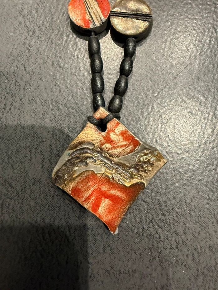 Joli collier artisanale, bois et Pierre , multicolore - photo numéro 2