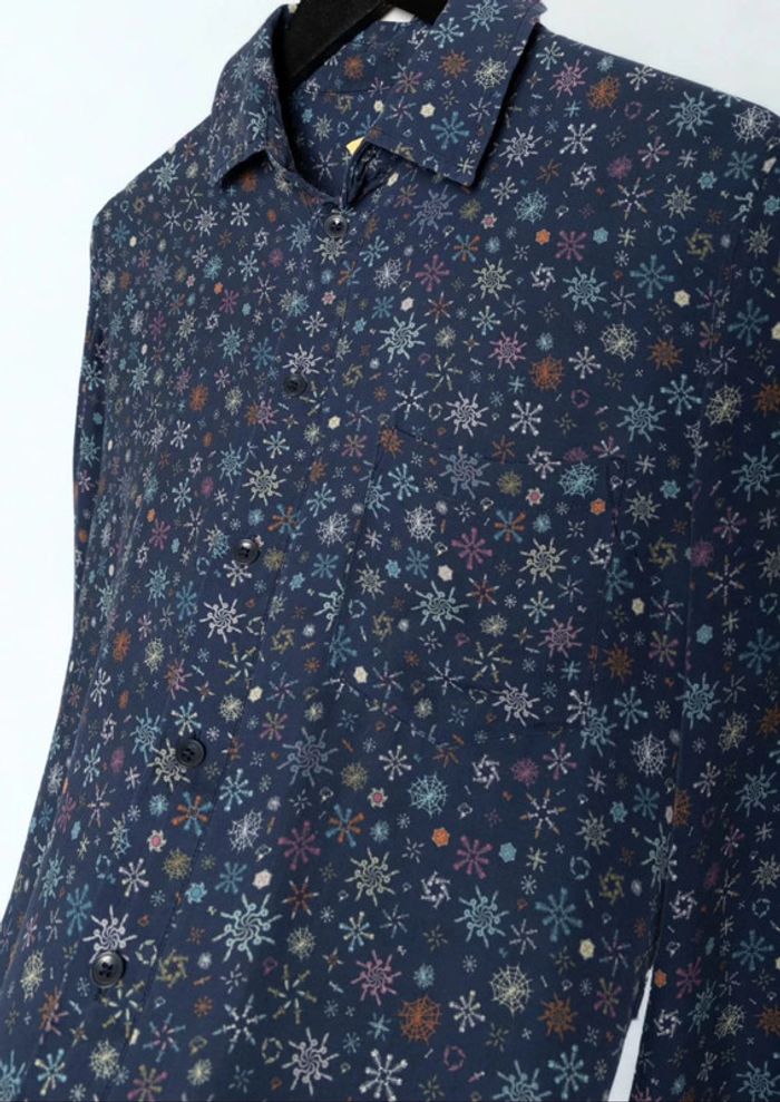 Chemise à motifs bleue en soie silk shirt Zadig & Voltaire Taille M - photo numéro 3