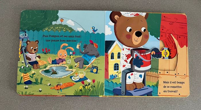 Beau livre d’éveil bricolage avec tirettes et volets Pompon l’ourson Gallimard jeunesse - photo numéro 5