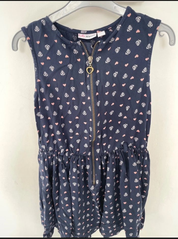 Robe T 10 ans Lili Marelle bleu marine avec dessins coeurs - photo numéro 3