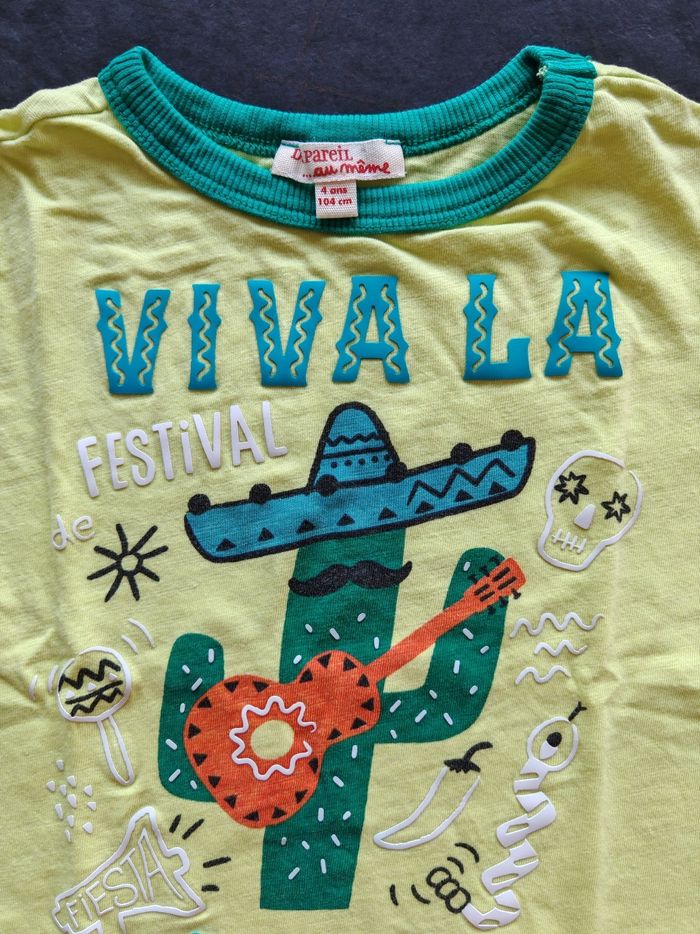 T-shirt jaune cactus guitariste DPAM 4 ans - photo numéro 2