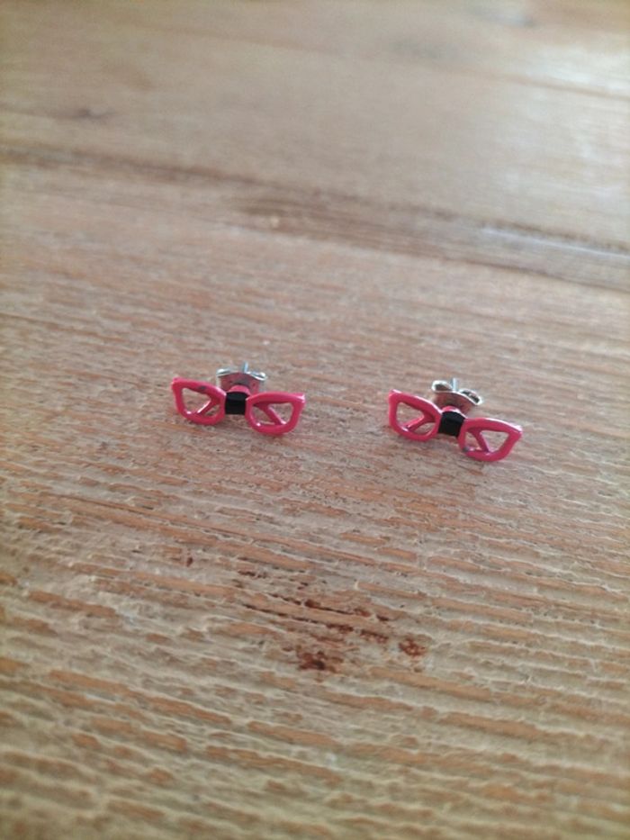 Boucles d'oreilles lunettes roses - photo numéro 2