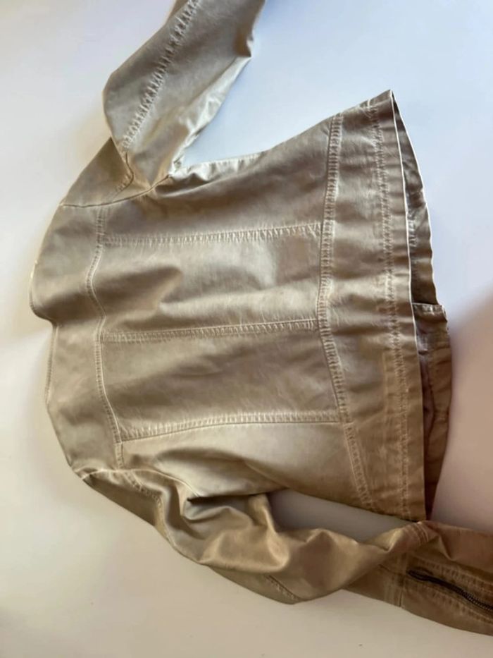 Veste en cuir beige marron - photo numéro 5