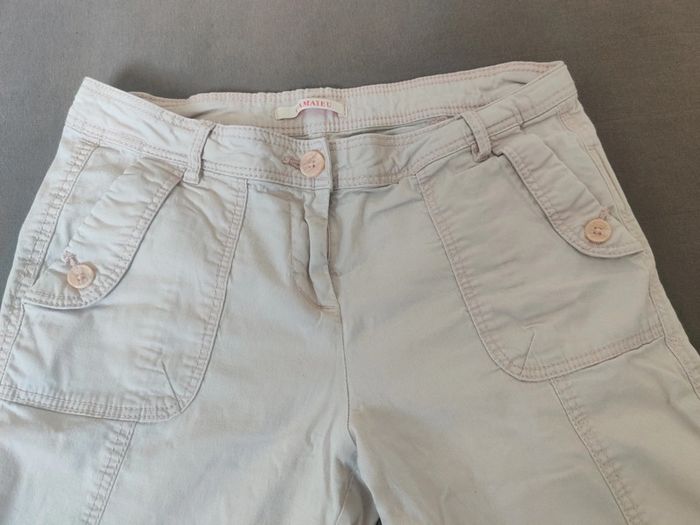 Pantalon pantacourt toile Camaïeu 36 - photo numéro 2