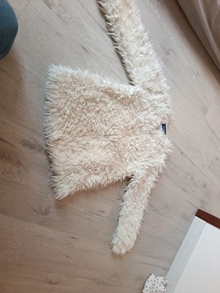 Veste Gilet 8 ans écru crème ille effet poilu fermeture éclair - photo numéro 2