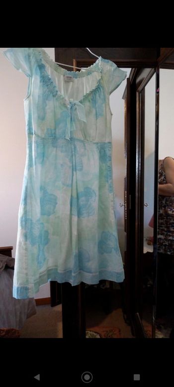 Robe d'été fleurie bleue et blanche Esprit