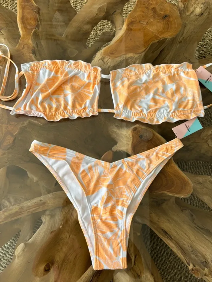 Maillot de bain 2 pièces Ardene swim blanc orange