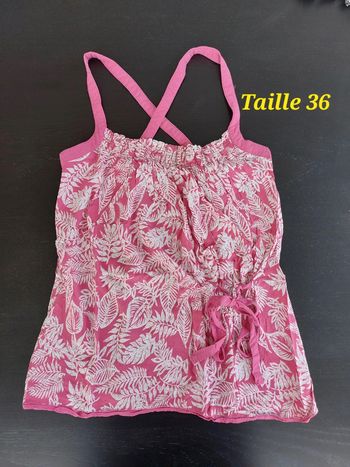 Jolie haut à bretelles croisées femme - Camaïeu  - Taille 36