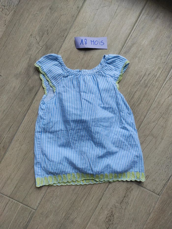 Tunique rayée bleue broderie ananas Primark 18/24 mois