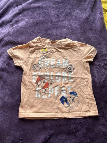 T-shirt pat patrouille en coton motifs chase, ruben et marcus taille 3ans