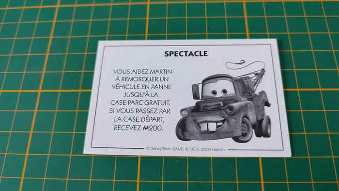 Carte spectacle Aidez Martin à remorquer pièce jeu de société Monopoly Disney éditions Hasbro #B94