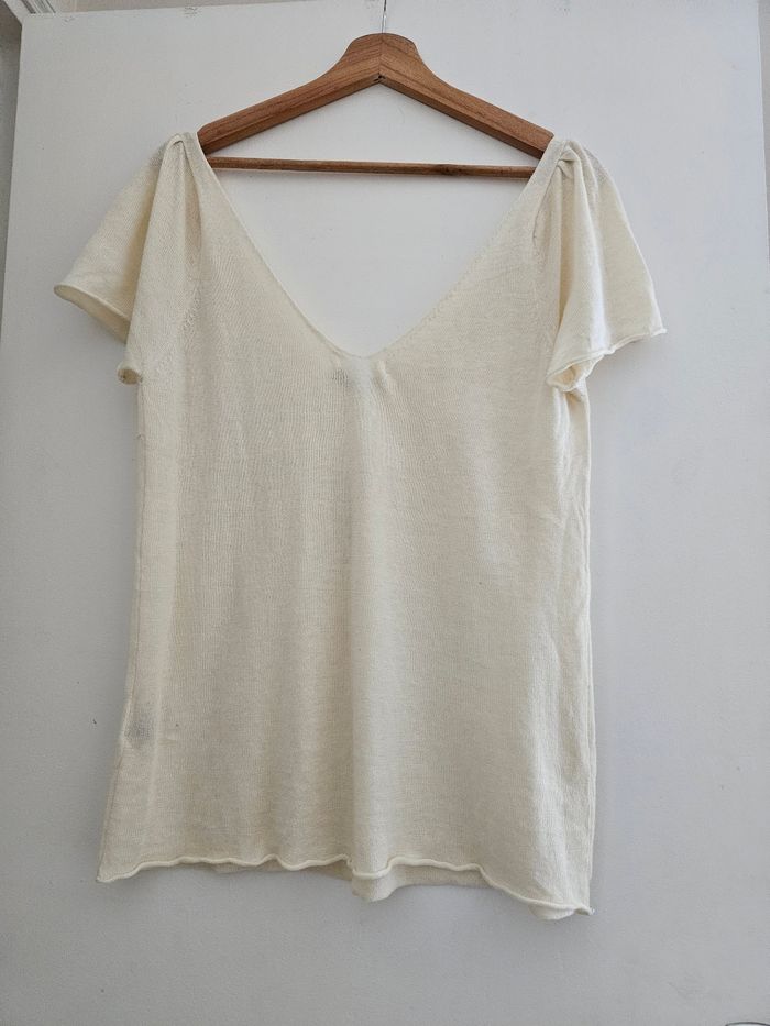 Pull léger manches courtes femme taille L - photo numéro 3