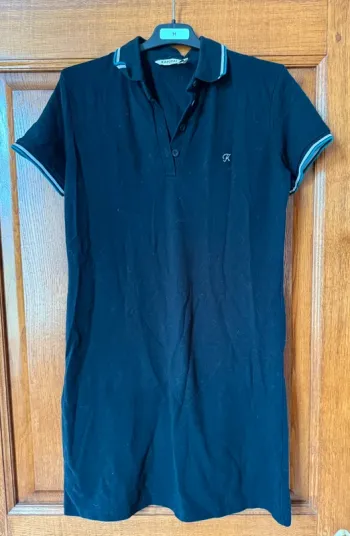 Robe droite polo  kaporal taille s noir avec rayures manches vert argent