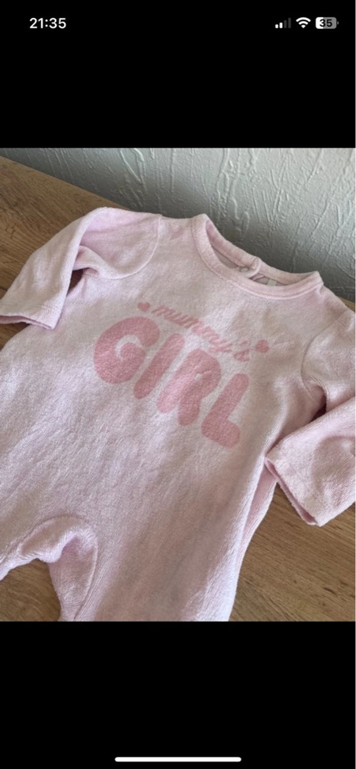 Pyjama velours rose poudrée mummy orchestra 1 mois - photo numéro 4