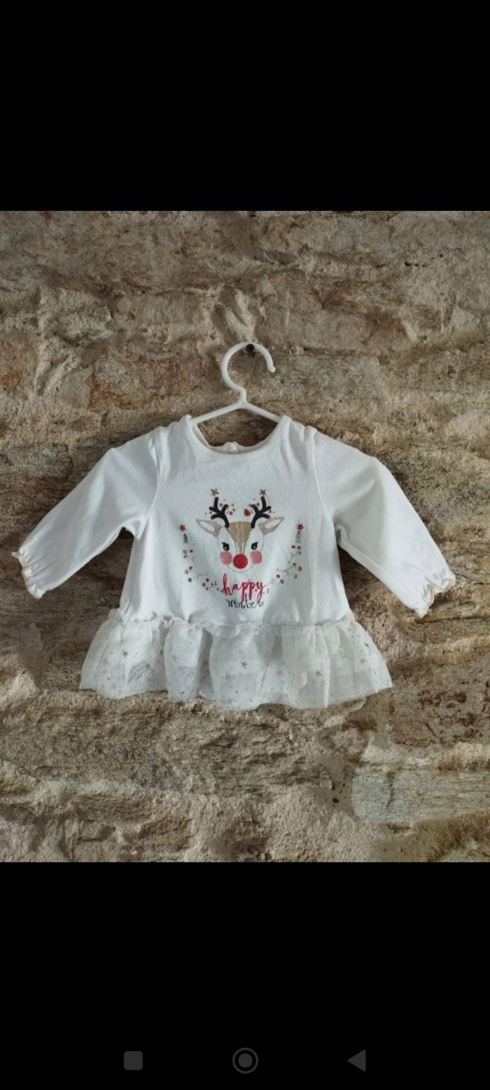 Ensemble Noël : t-shirt manches longues+ gilet sans manche+pantalon, taille 3mois - photo numéro 4