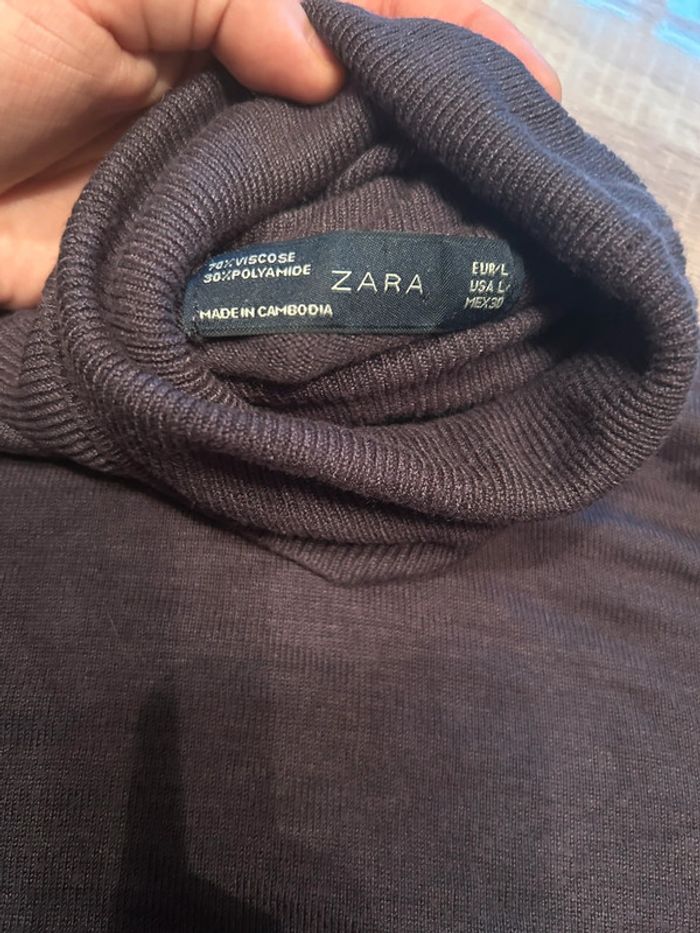 Pull col roulé Zara noir femme - photo numéro 3