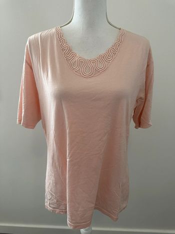 T-shirt broderies rose pastel Vintage T42 XL