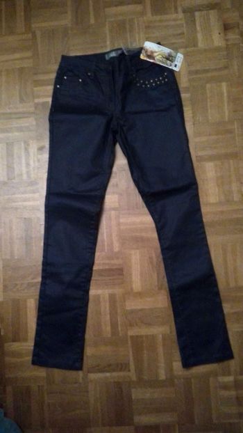 pantalon simili cuir bleu orchestra T12A neuf