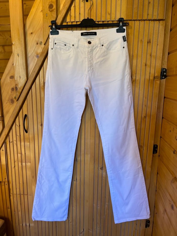 jean femme Versace Jeans Couture blanc, légèrement évasée (bootcut)